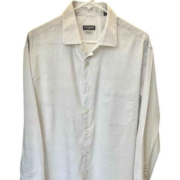 Van Heusen Mens Dress Shirt Regular Fit Off White Adult Size XL 17 1/2 34/35 - Picture 2 of 6